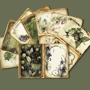 Forest Theme Scrapbook Paper, 16pcs Vintage Background Paper, Diy Craft Paper, DIY Decorative Supplies for Scrapbooking & Journal & Card Making and Gift Wrapping, Mother's Day Gift, Scrapbook Materials