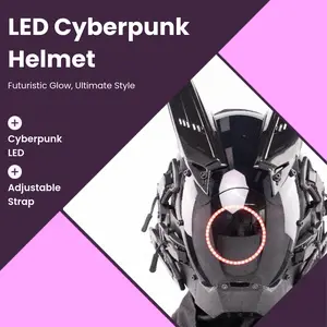 Cyberpunk LED Mask, Black & White Techwear Helmet for Cosplay & Raves