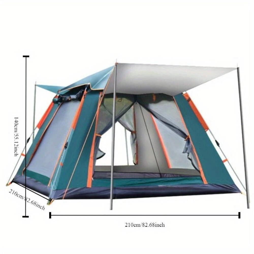 3-4 Person Automatic Pop Up Camping Tent, Portable Sun & Rain Resistant Outdoor Tent with 5 Adjustable Vents, Coverable Openings for Wind Block & Ventilation, Ideal for Hiking Picnic Beach      # family camp      Festival tent shade quiet canopy