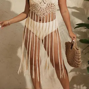 New Me Crochet sequin decor halter-neck tassel cover-up(only cover-up)