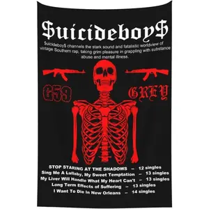 Tapestry Suicide Music Boys Band Poster Background Wall Hanging Flag Tapestry, for Party Bedroom Living Room Home and Outdoor Garden Patio & University Dorm Decor Gift