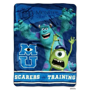 Disney Monsters Inc University Scarers in Training Micro Raschel Throw Blanket 46"x60" (116cm x 152cm)