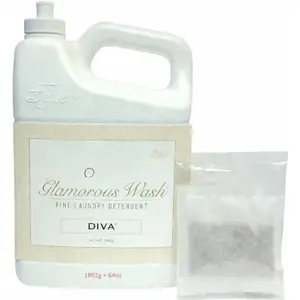 wash Laundry Detergent, Diva, Liquid, 64 Fl Oz HE Safe w/Dryer Sachet Pouch, Pull and Pour Spill Proof Cap oh
