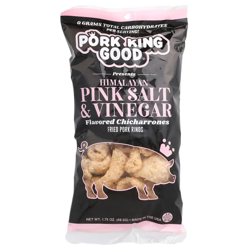 Pork King Good Flavored Chicharrones, Himalayan Pink Salt & Vinegar, 1.75 oz (49.5 g)
