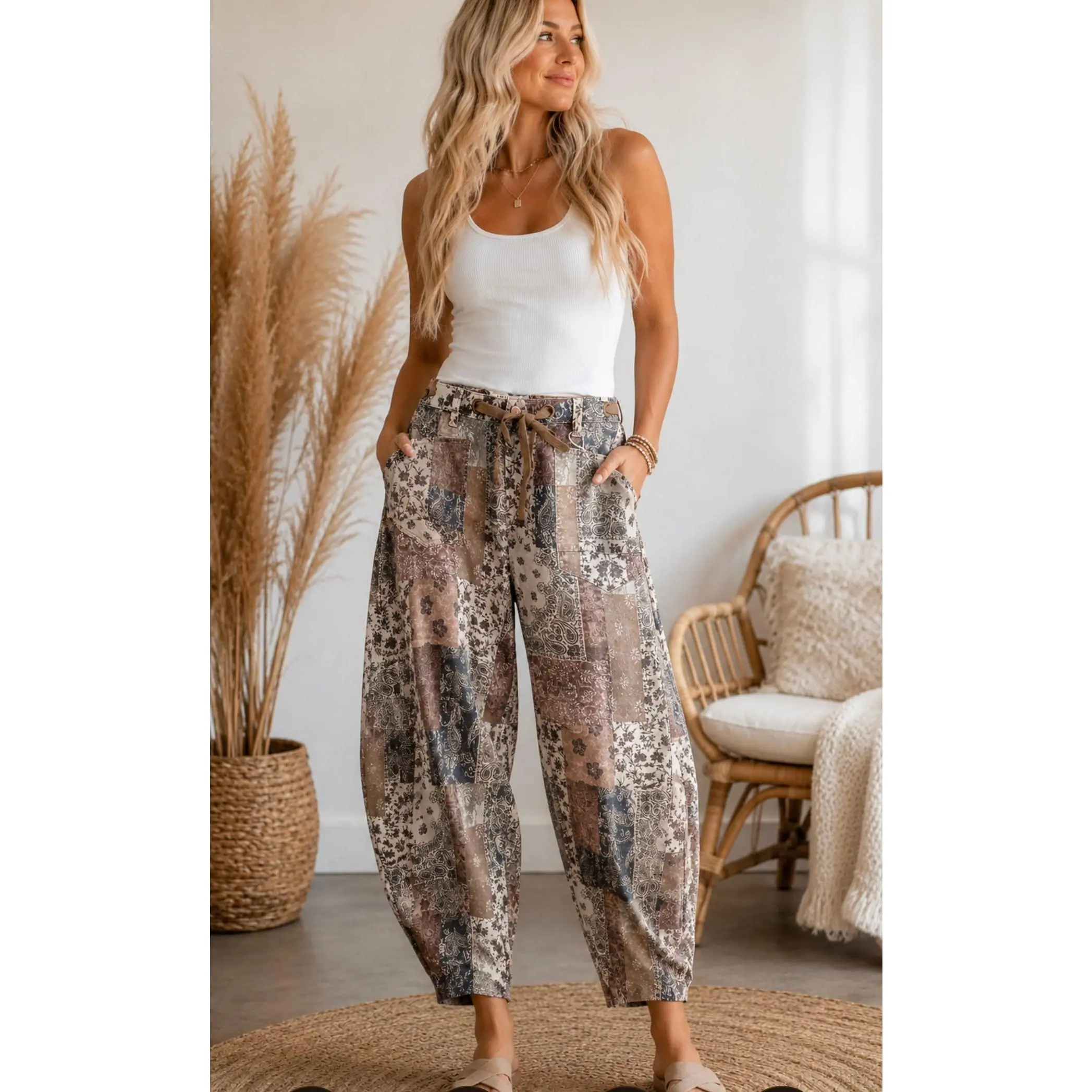 Risen PGC21711 Paisley Barrel Pants Risen PGC21711 Paisley Barrel Pants