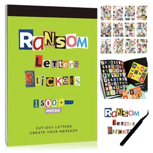 Ransom Letter Sticker Book 1500+ Pcs Retro Alphabet & Number Cut-Outs for Scrapbooking Journaling DIY Crafts Vision Boards Waterproof Vinyl with Tweezers TikTokShopJumpstartSale