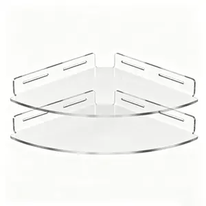 2-piece acrylic shower rack bathroom storage set; no-drill shower storage rack and drillable shower storage rack; also suitable for kitchens, vanities, and balconies.