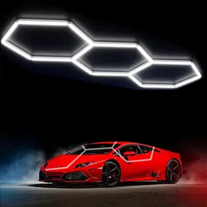 Hexagon LED Lights: 105W 10500LM 3 Grids DIY Hexagon Led Lights,6500K Ultra Bright,Easy Install,Durable Design for Garage,Car Detailing,Workshops,Basement,Gym