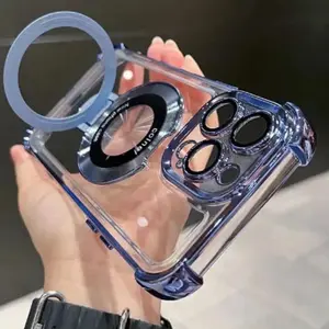 iPhone Covers 12, 13, 14, 15, 16 Pro, Pro Max, Plus, Protective Smartphone Case, Magnetic, Wireless, Shockproof, Transparent Design