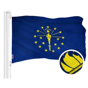 G128 Indiana State Flag | 4x6 Ft | ToughWeave Series Embroidered 300D Polyester | Embroidered Design, Indoor/Outdoor, Brass Grommets