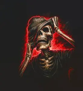 Halftone Skull Design for Black Fabric Ready to Press Heat Transfer DTF Transfer Direct to Film Heat Press Settings 300-320°F Cotton Polyester Firm Press Instructions