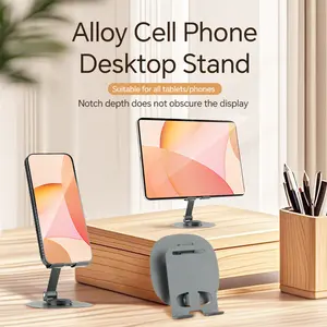 High Quality All Metal Desktop Phone Holder: Using Silicone Pad For Stability, 360 ° Rotating Base, Foldable And Portable, With Soothing Mechanical Sound