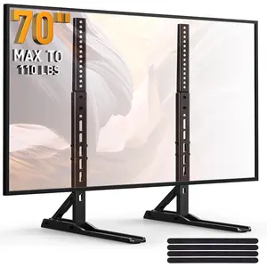 Universal TV Stand Mount for 22-70 Inch TVs, Height Adjustable Table Top TV Stand,  Load-Bearing Replacement TV  with Tempered Glass Holds up to 110lbs, Max VESA 800 x 600mm