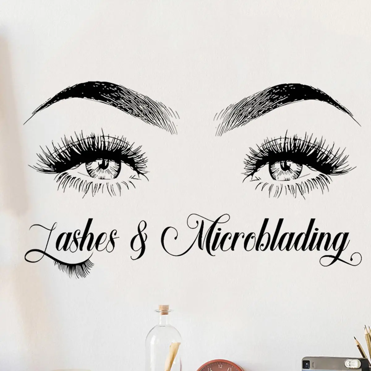 Eyebrow & Eyelash Pattern Wall Sticker, Eyelash & Eyebrow Wall Decal, Wall Art Decorative Sticker for Home Living Room Bedroom, Ornaments