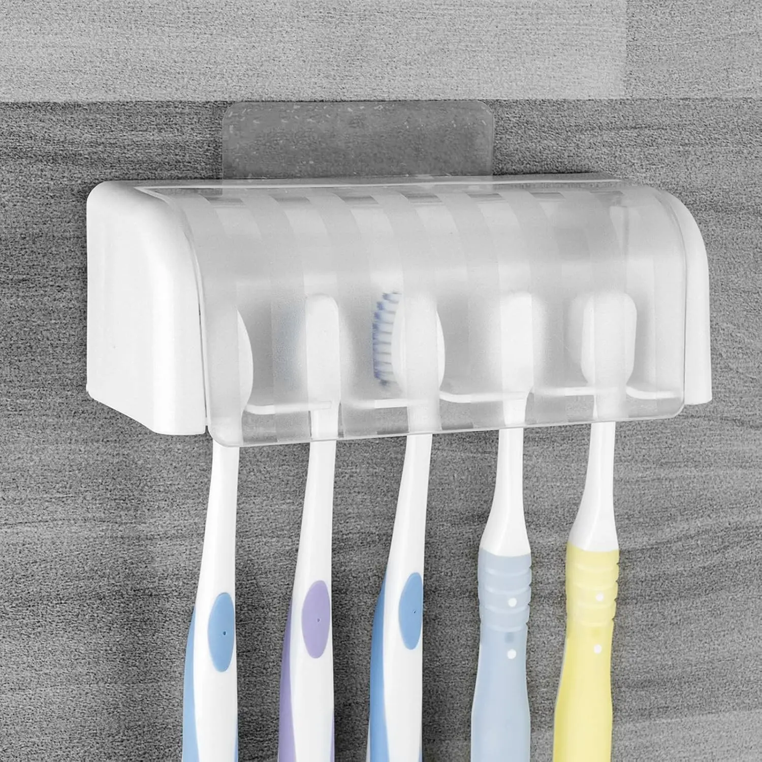 Toothbrush Holder with Cover, 1 Count Wall Mounted Toothbrush Storage Rack Organizer, Durable Toothbrush Holder for Bathroom, Bathroom Supplies, Dustproof Toothbrush Holders, Toothbrush Holders for Bathrooms, Covered Toothbrush Holder