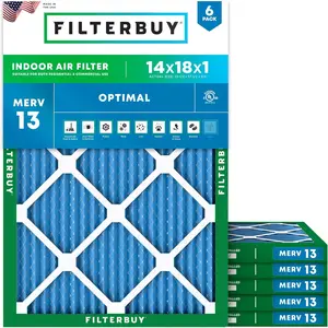 Filterbuy 14x18x1 Air Filter (6-Pack), Pleated MERV 13 Optimal Defense HVAC AC Furnace Air Filters (Actual Size: 13.50 x 17.50 x 0.75 Inches)
