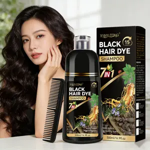 500ml Black Herbal Hair Dye Shampoo | 7-in-1 Herbal Extracts, Gentle & Mild 3-in-1: Dye, Cleanse & Condition | 15-Min Quick Coloring, Family-Size Leaves Hair Soft, Shiny & Naturally Healthy | Suitable for Men & Women | Natural Colorant Dye