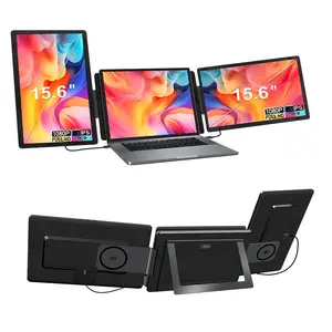 S9H 15.6" Portable Tri-Screen Laptop Monitor Extender, 1080P FHD IPS Detachable Dual Screen Extender, Horizontal & Vertical Display, Plug and Play, Compatible with Windows/macOS/Android/Linux/Chromebook/Switch/Xbox/PS4