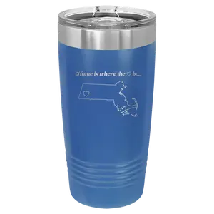 Massachusetts Heart 20 oz Tumbler | Royal Blue