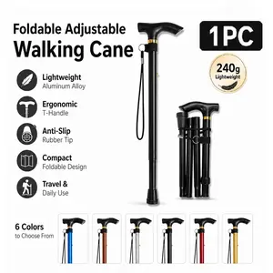 Foldable Adjustable Ergonomic Compact Walking Cane, 240g Lightweight Aluminum, Anti-Slip Rubber Tip, Portable Cane for Seniors & Adults, Travel Walking Stick, Folding Cane