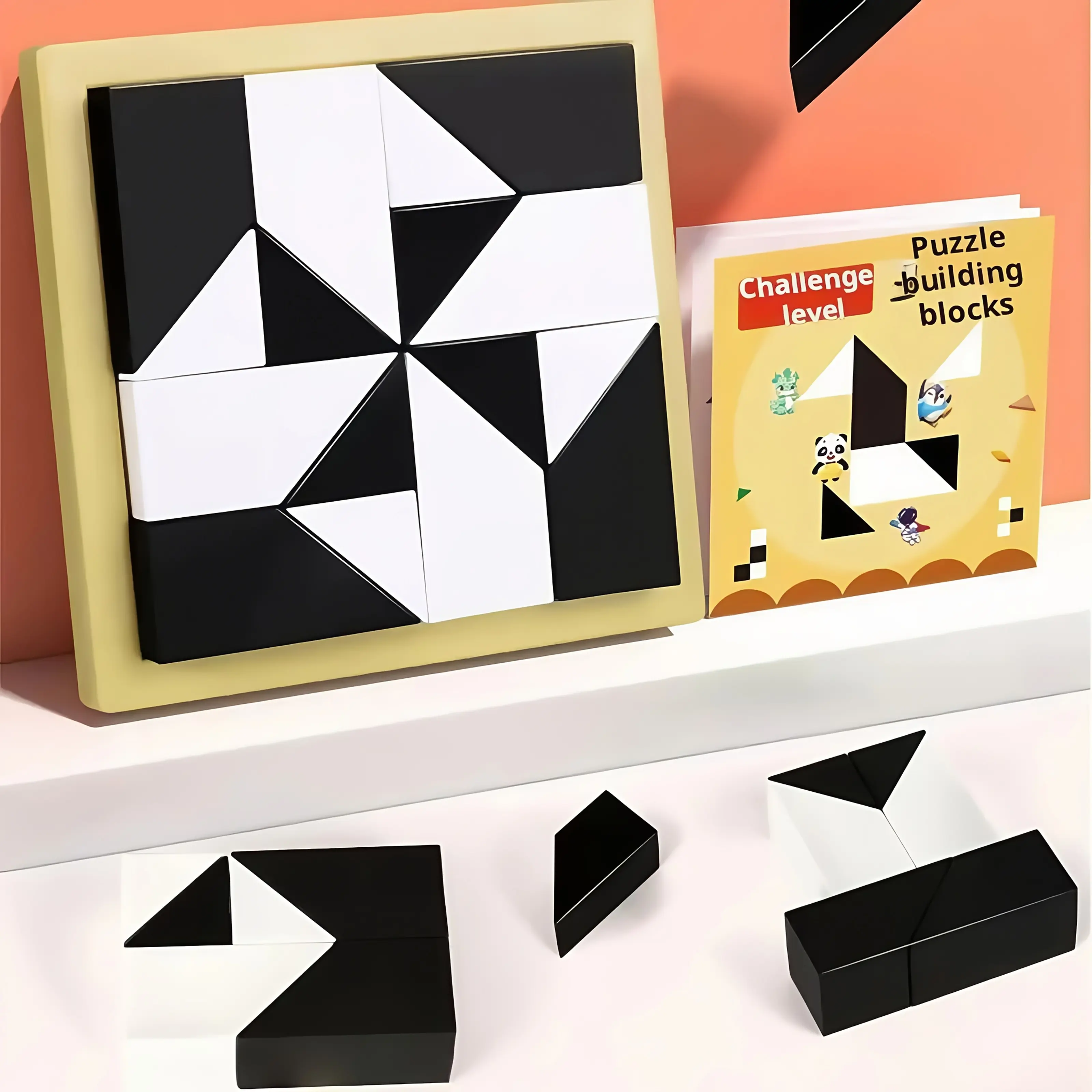 16pcs Building Block Puzzle Set - a Brain-Teasing Educational Game That Enhances Logical Thinking for Both Children And Adults. It'S a Fun Stacking Game Suitable for Family Gatherings, Parties, Team-Building Activities, And Outdoor Events