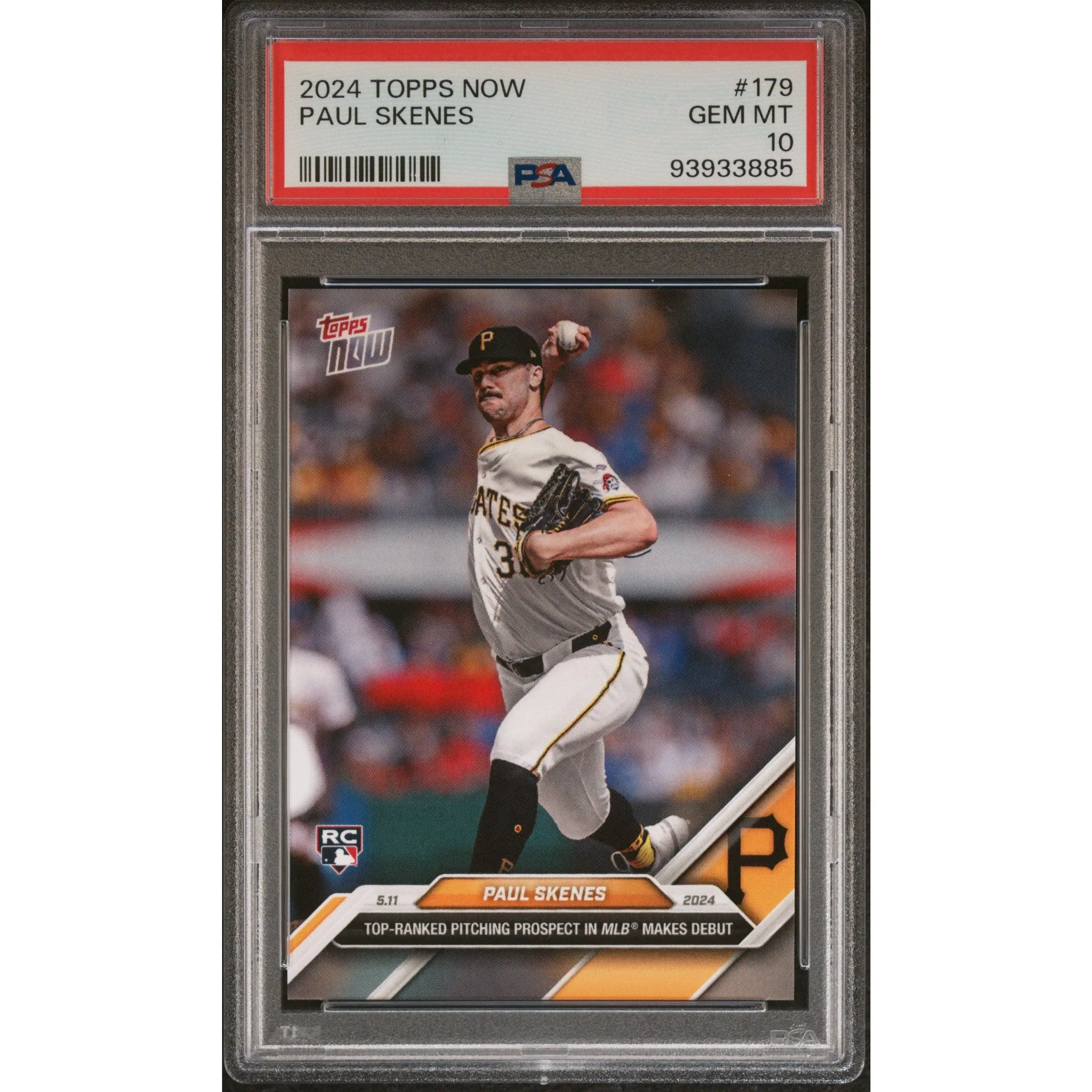 Paul Skenes Pirates 2024 Topps Now Major League Debut Baseball Rookie Card #179, PSA 10, Major League Debut Rookie