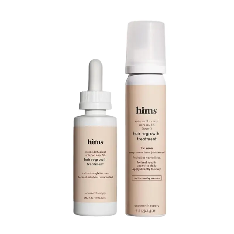 Hims Haircare Bundle - 5% Minoxidil Serum with Dropper, Lightweight Minoxidil Foam for Hair Regrowth Treatment
