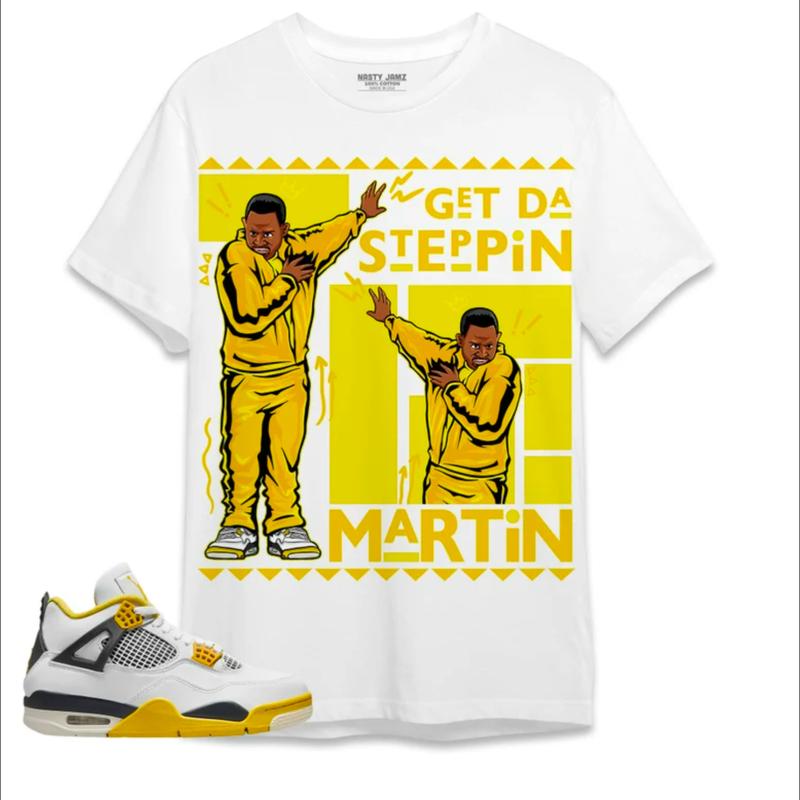 Jordan 4 Vivid Sulfur Unisex Black Shirt Martin GD Steppin, Shirt To Match Sneaker
