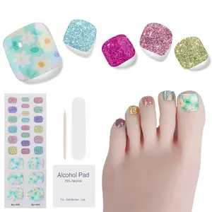 ohora Semi-Cured Gel Pedicure Strips 36pcs(P Witty) - Includes 16 Solid Color, 14 Accent Wraps, 2 Prep Pads, Nail File & Wooden Stick gel nail