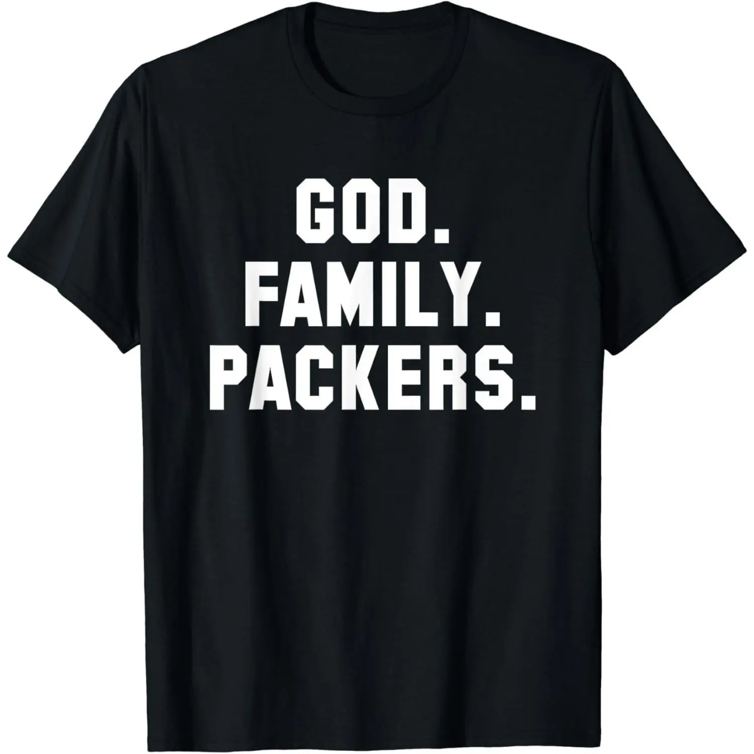 T-Shirt for Men with God Family Packers Graphic, Casual Retro 100% Cotton Shortsleeve Round Neck Slogan Gift, Tshirt