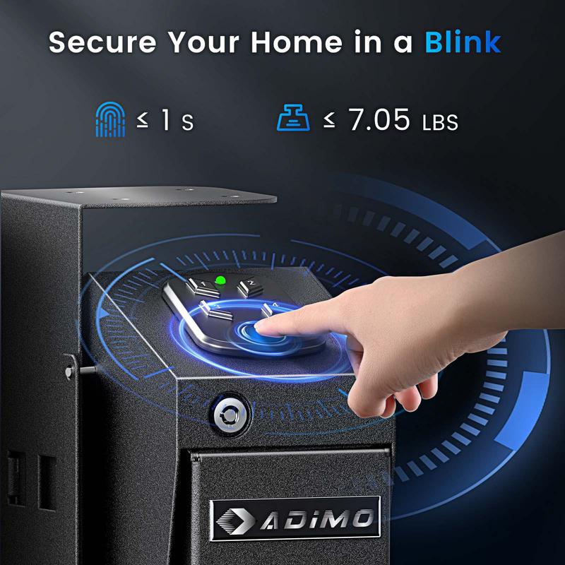 ADIMO Biometric Fingerprint Safe with Keypad Lock, G safe for Nightstand Wall Mount Bedside Desk Vehicle Bed