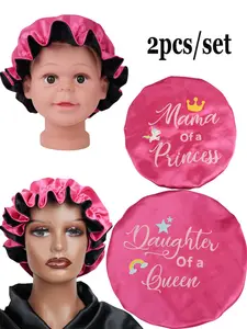 Mommy & Baby Satin Sleep Cap Set, Nighttime Sleeping Hat, Parent-Child Sleep Cap, Women's Hair Cap, Comfortable Sleep Headwear
