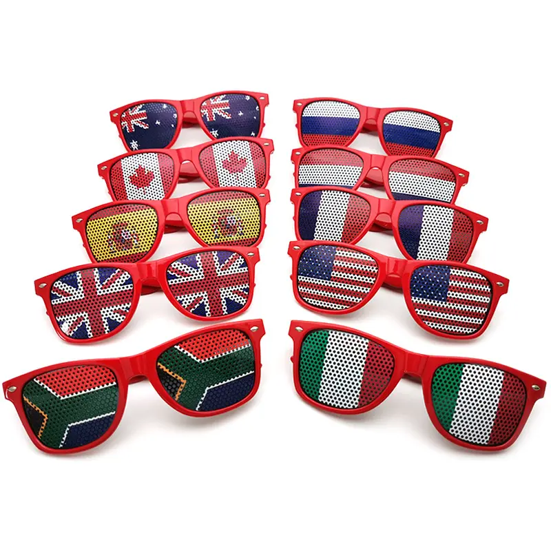 Flag Sunglasses USA Canada Fan Pinhole Sticker Country Football Event Red Sun Glasses