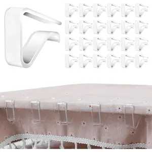 24 Pieces Clear Tablecloth Clips, Durable Plastic Table Cover Holders, Windproof Transparent Clamps for Securing Tablecloths Indoor Outdoor Party, Wedding, Christmas Event, Picnic, Camping (24, Large)