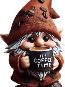 Coffee Gnomes - Kitchen Counter Figurine, Dining Room gnome, Handcrafted Gnome Figurines | Handmade Coffee Gnome Statue, Coffee Themed Gnome Decoration for Coffee Lovers Decoration Gifting