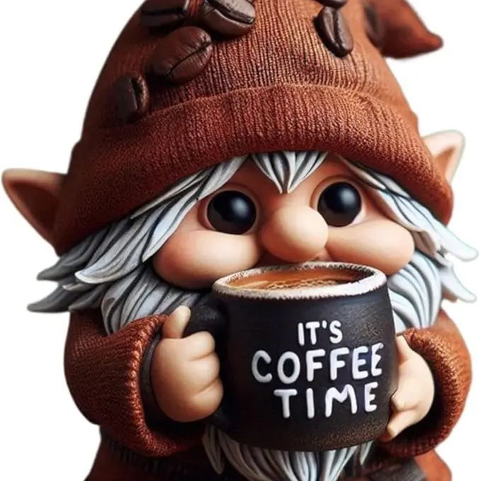 Coffee Gnomes - Kitchen Counter Figurine, Dining Room gnome, Handcrafted Gnome Figurines | Handmade Coffee Gnome Statue, Coffee Themed Gnome Decoration for Coffee Lovers Decoration Gifting