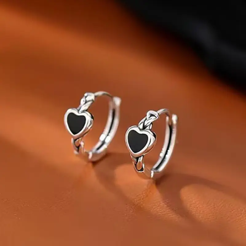 Women's Plain Color Heart Shaped Earrings Hoop Earrings, Copper Earrings, Elegant Minimalist Earrings, Fashionable Clean Girl Accessories Jewelry for Women for Daily & Party Decoration Earrings for Women, Trendy Fashionable Accessories