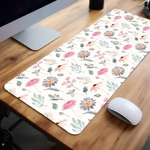 Pastel Floral Watercolor Gaming Mouse Pad Extra Large Computer Mouse Pads for Desk xxl Mouse Pad for Laptop Big Mouse Pad Extended Mouse Pad with Non - Slip Rubber Base Stitched Edge for Home and Office
