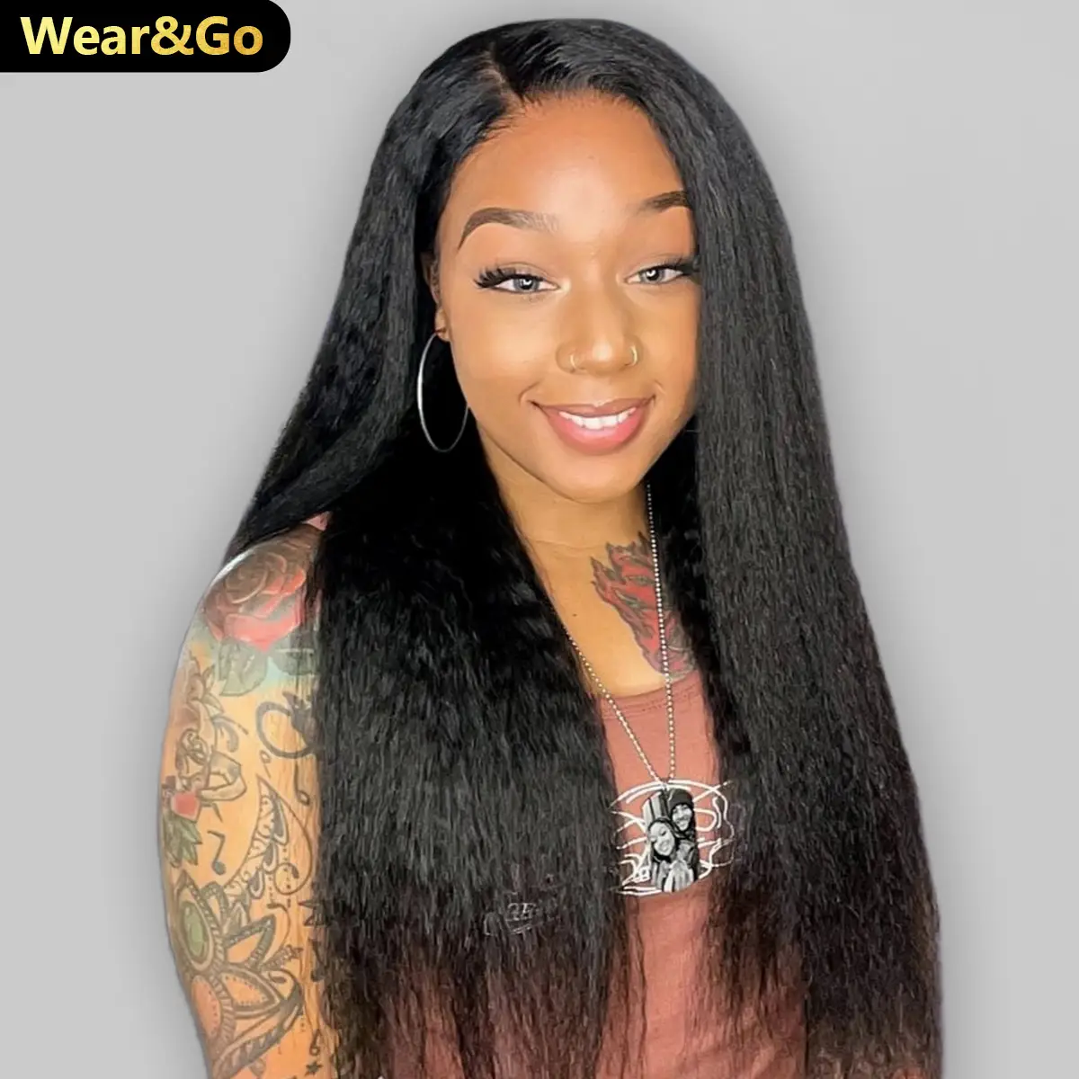 OQHAIR Kinky Straight 7x5 HD Lace Glueless Wig Pre Bleached Tiny Knots Pre Cut Lace Closure Glueless Wigs Human Hair