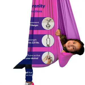 American Wellness Authority Sensory Swing for Kids Indoor, Sensory Swing for Adults, Double Layered with 360° Swivel Hanger, Hammock Swing for Kids with Special Needs Great for ADHD/ADD (Pink/Purple)