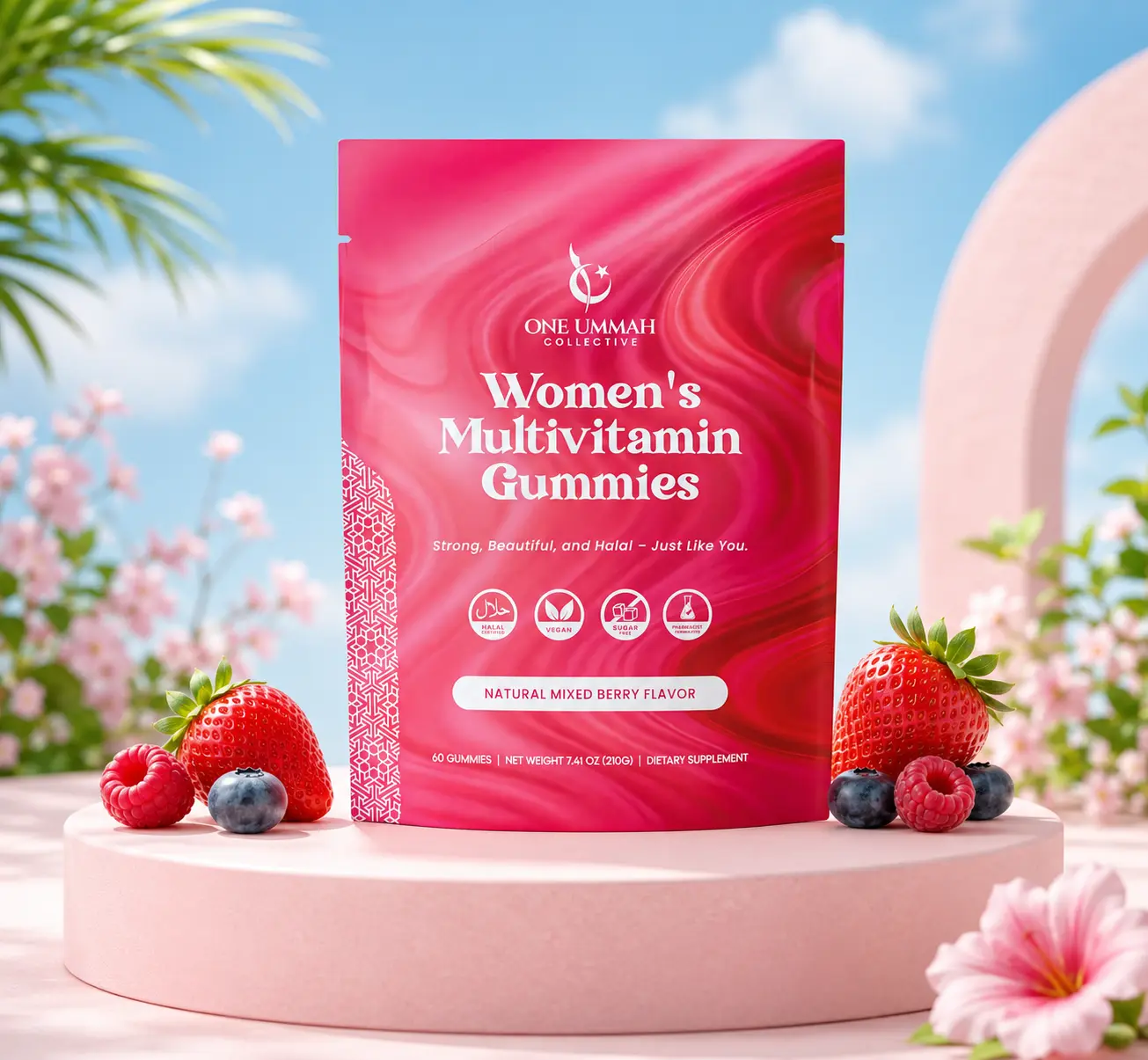 Halal Certified Women’s Multivitamin Gummies - Easy Digestion & High Absorption - Packed with Essential Nutrients, Omega-3, Folate & Biotin for Energy, Beauty, and Wellness - Tasty 60 ct Gummy, Nutrition, Bone Health