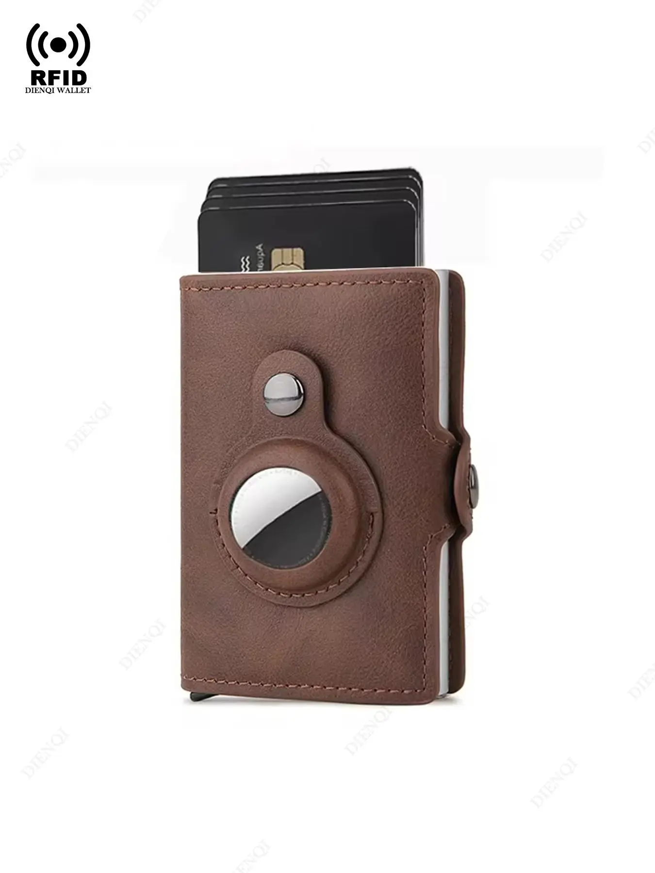 Spring Summer Travel Rfid Blocking Business Credit Card Holder for Airtag Wallet Leather Thin Wallets for Men, Minimalistic Rfid Wallet, Pop Up Slide Cardholder Case with Zip Coin Purse, Gift, Daily Use
