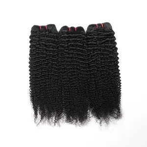 Afro Kinky Curly Human Hair Bundles 3 Bundles per Lot Brazilian Virgin Remy Hair Wet & Curly Quick Weave for Women 12-26 Inches Customized Length 100% Unprocessed Natural Black Extensions