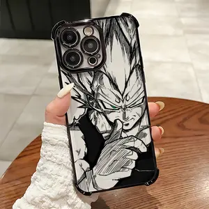 Cool Cartoon Anime Vegetas Warriors Line Design Phone Case Suitable for iPhone 17 16e 16 15 14 13 12 11 Mini Pro Max Air X XR XSMAX 8 7 Plus Anti Fall Transparent Soft Back Cover
