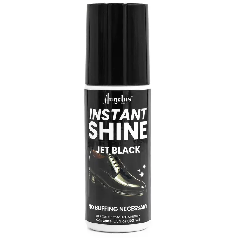 Angelus Jet Black Instant Shine Leather Shoe Polish - 3.3 fl oz (100 ml) Shoe Paste, 1 Swipe Glossy Finish, No Buffing Necessary, Quick Touch-Ups for Formal Footwear Care (Men/Women)