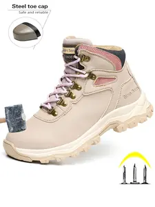 Women's steel toe shoes, Anti slip, Anti smashing, And anti puncture work shoes, Factory outdoor work shoes, Indestructible, Comfortable, Safe, Breathable structure, Sports shoes, Ergonomic design, Nonslip Work Shoes, Safety work shoes