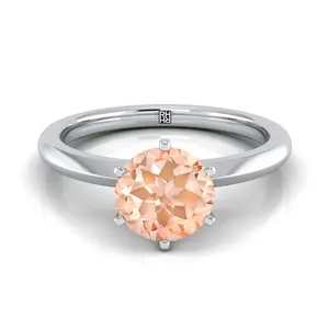 Morganite Pinched Comfort Fit Claw Prong Solitaire Ring in Platinum