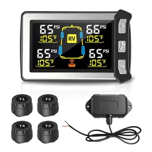 RV Tire   System, Gen 2 Tire   with Color LCD Display, TPMS with 4 Sensors for Travel Trailer/5th Wheel/Camper, 0-87PSI with 120ft Transmission Distance