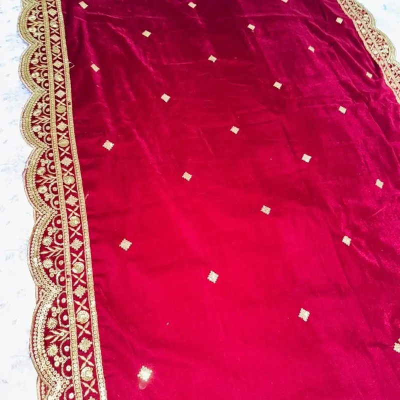 Lady's Soft Warm Shawl - Maroon, Golden Handwork Velvet, Fashionable Scarf, Casual Outerwear Accessory