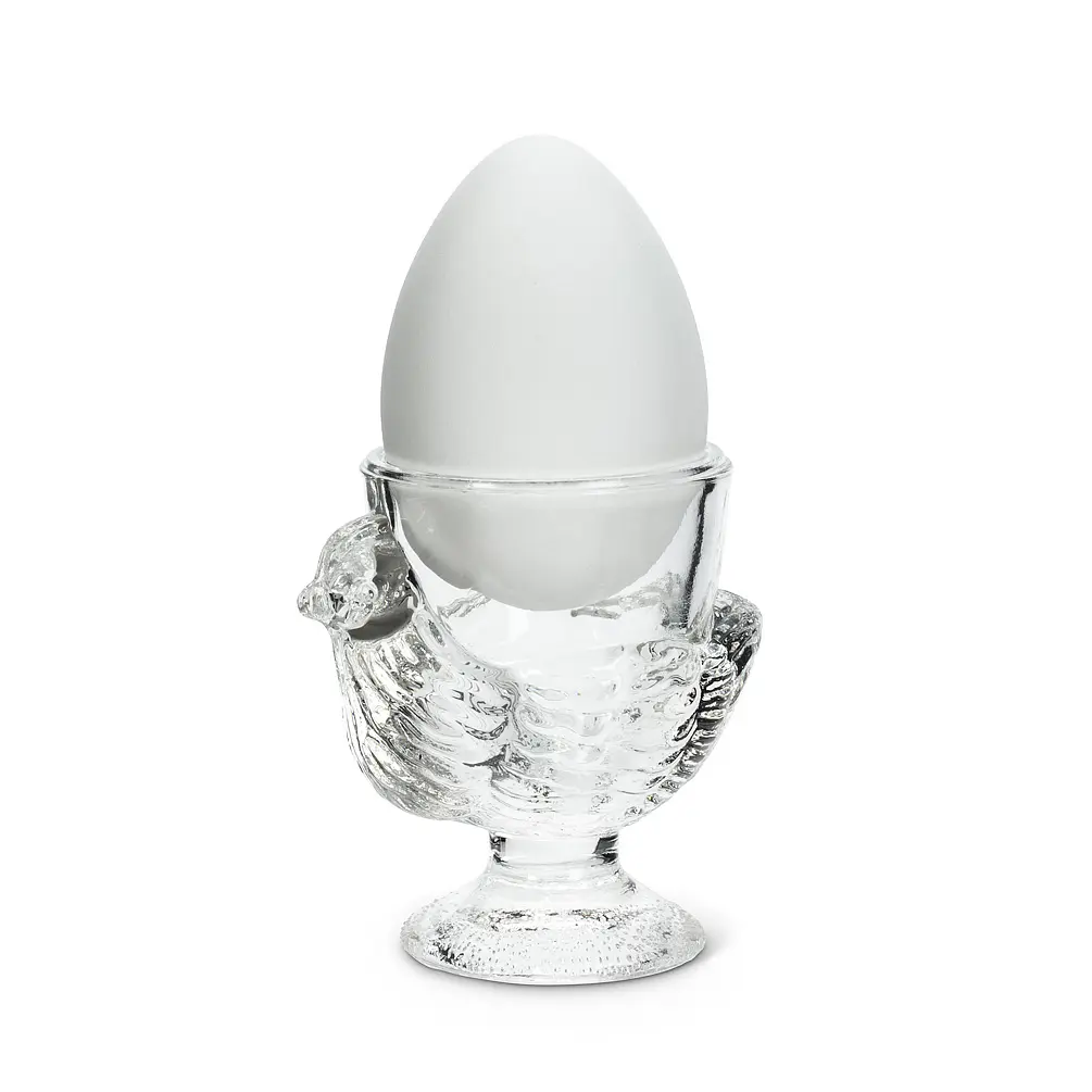 Abbott Collection AB-27-BREAKFAST Chicken-Shape 3 in. Glass Egg Cup Set, Kitchenware Accessory